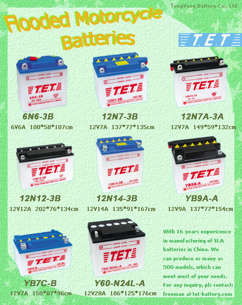 Flooded motorcycle battery series