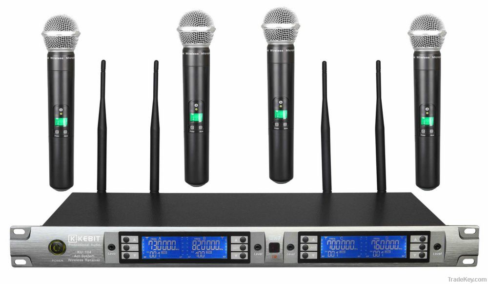 UHF Four Channels infrared Wireless Microphone System