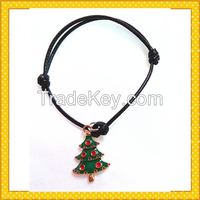 door bell shape wax rope promotional gift charm bracelet