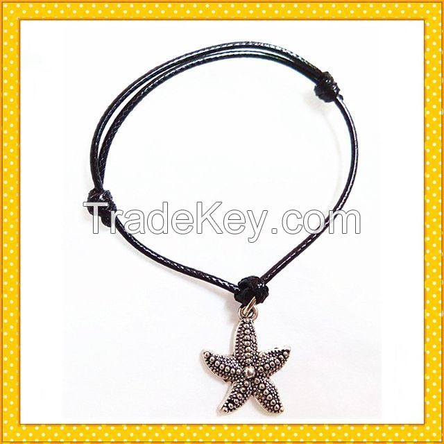 alloy cross new fashion pendent bracelet with wax rope charm bracelet