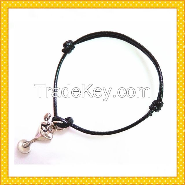 running deer alloy handmade wax rope bracelet