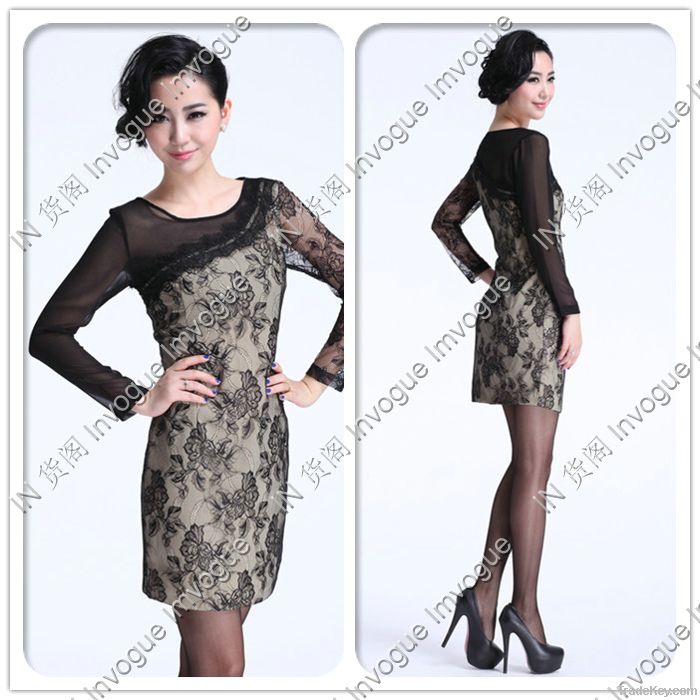10507 Enchanting Long Sleeve Flower Lace dress