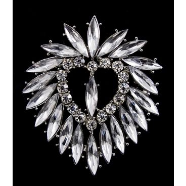 Clear Heart Rhinestone Brooch