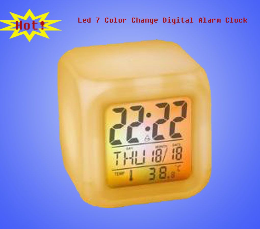 Desktop LED Digital Alarm Clock with 7 Glowing Color Change