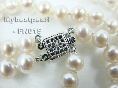 White Double Strand Freshwater Pearl Necklace(FN015)