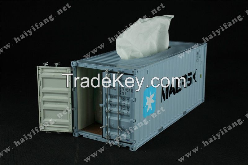 Tissue box  napkin box like shipping container model /Company gift