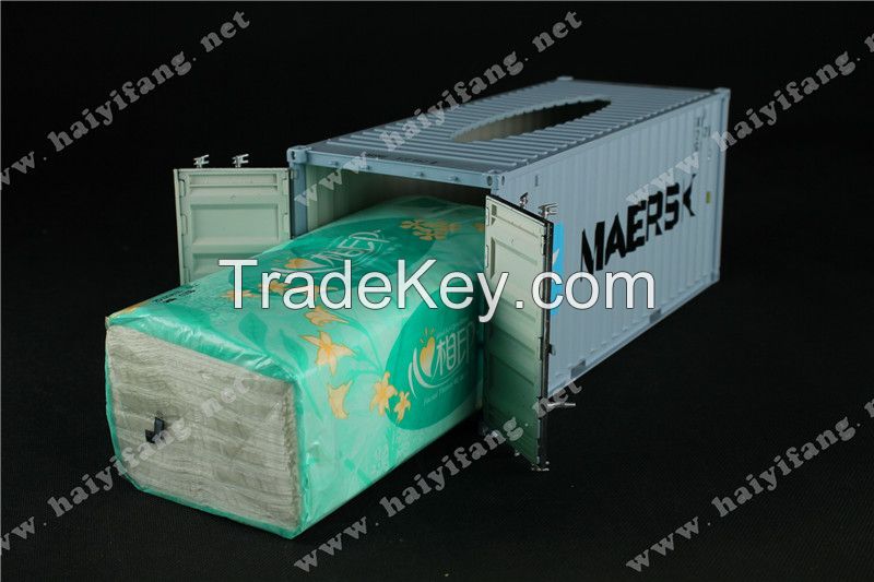 Tissue box  napkin box like shipping container model /Company gift