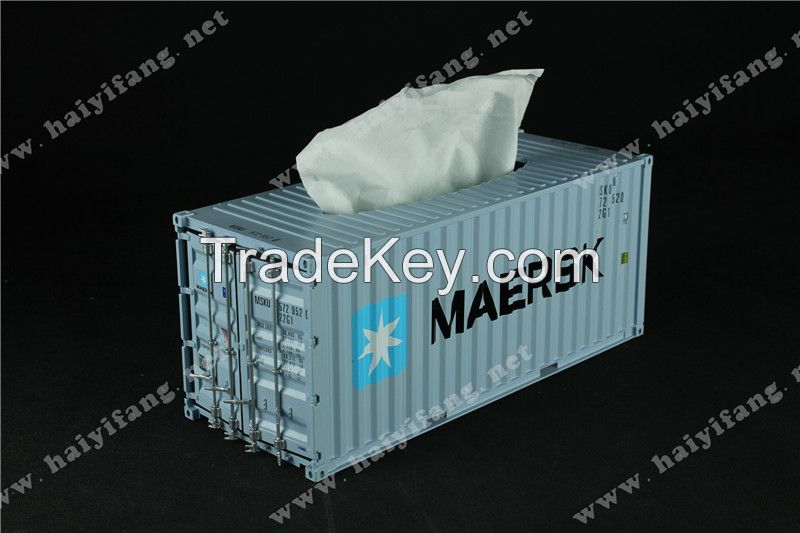 Tissue box  napkin box like shipping container model /Company gift