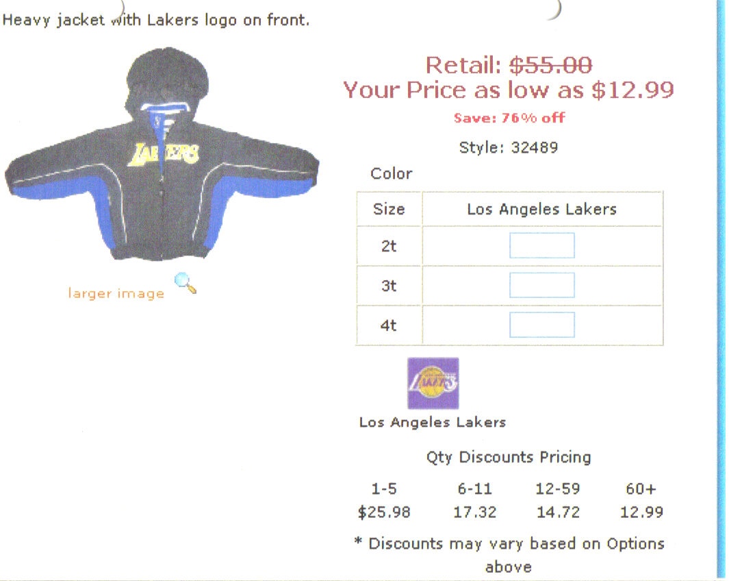 HEAVEY JACKET WITH LAKERS LOGO