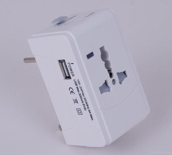 universal travel adaptor with USB interface