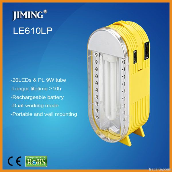 LE610LP:20 LED and 9watt PL tube Rechargeable Emergency Lantern