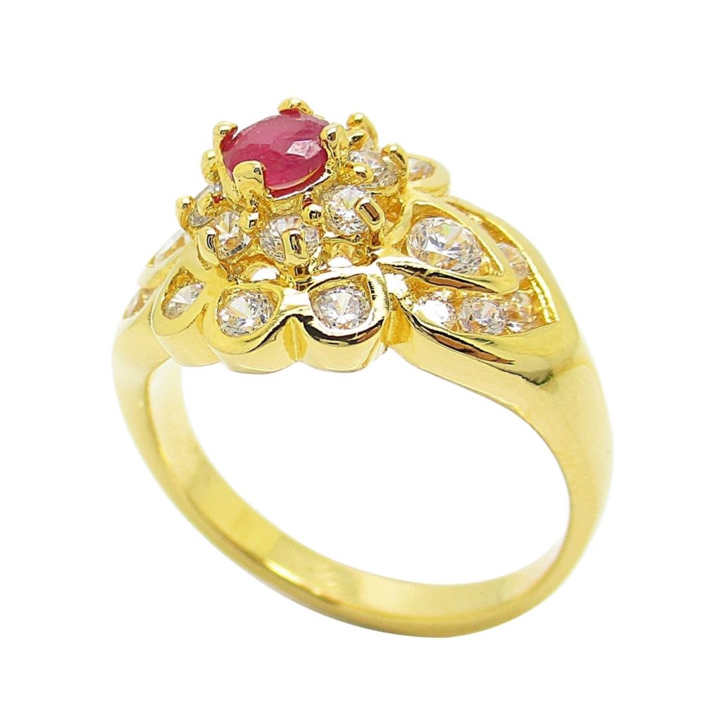 Gold plated ring setting with synthetic ruby