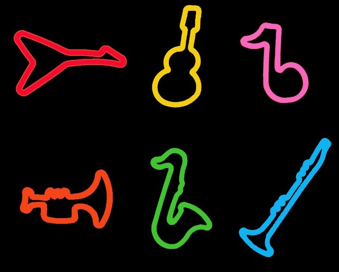 Music-- Shaped rubber bandz (Glow in dark)