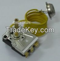 Washing machine adjustable capillary thermostat