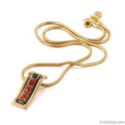 Brass enemal necklace with gold plated