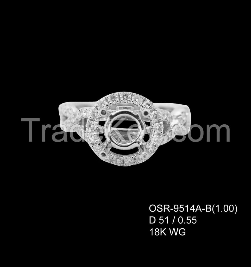 18K White Gold Semi Mounting Ring