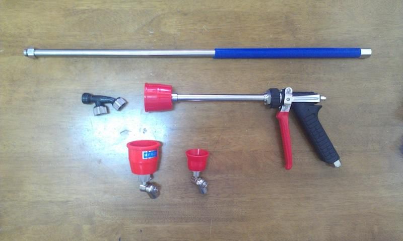 spray gun, nozzle, spray rod, valve, hose connector