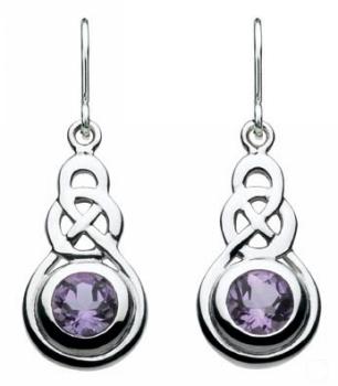 Celtic Sterling Silver Amethyst Drop Earring