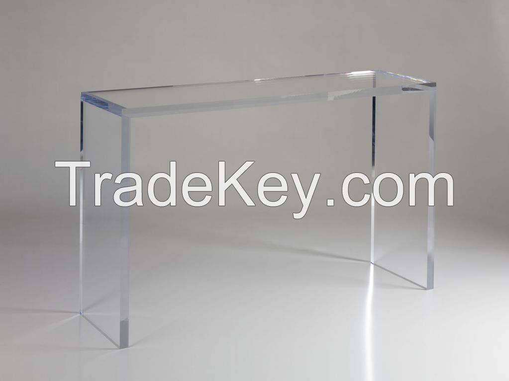 Acrylic Console table  Elegant Design Tempered glass table top + Acrylic base 