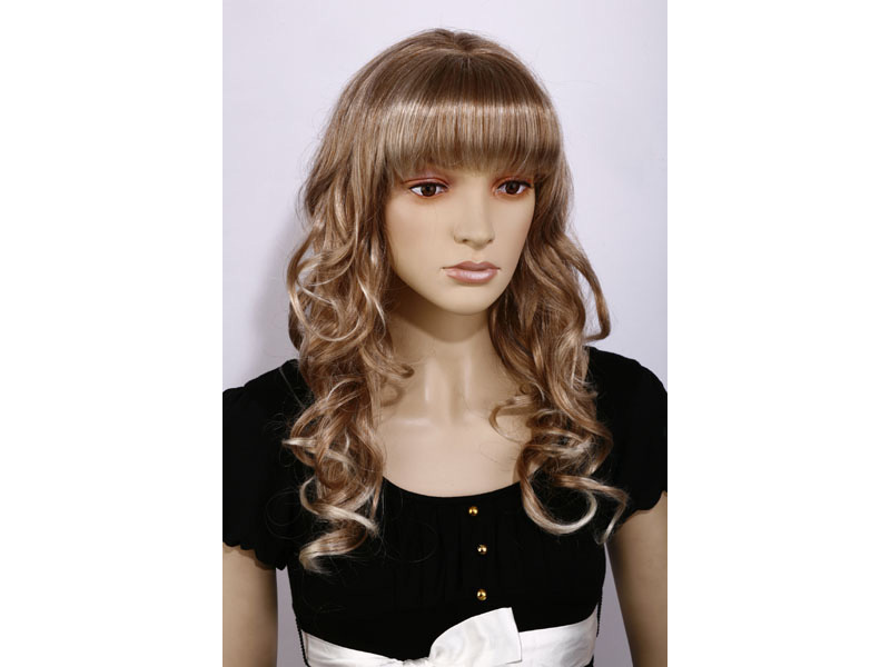 New Fashion Kanekalon synthetic fiber Long Wave Golden Brown Wig