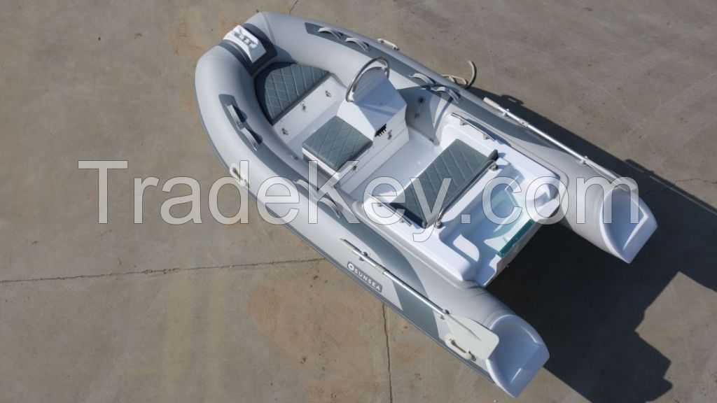 New design RIB360 hypalon fiberglass Rigid Inflatable speed Pontoon Yacht Rib boat with outboard engine