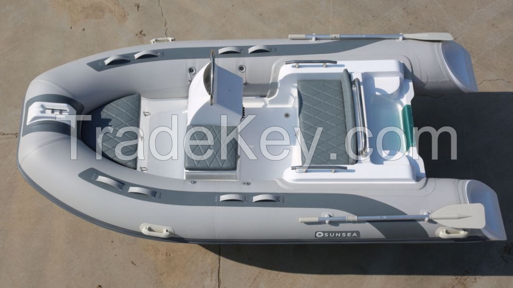 New design RIB360 hypalon fiberglass Rigid Inflatable speed Pontoon Yacht Rib boat with outboard engine