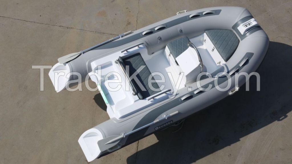 New design RIB360 hypalon fiberglass Rigid Inflatable speed Pontoon Yacht Rib boat with outboard engine
