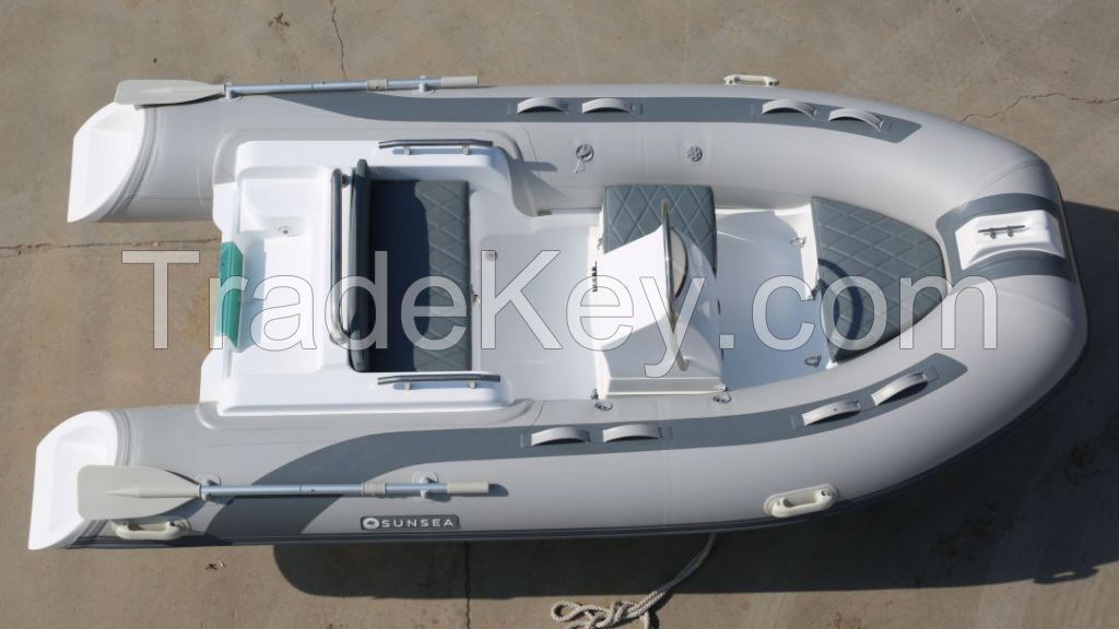 New design RIB360 hypalon fiberglass Rigid Inflatable speed Pontoon Yacht Rib boat with outboard engine