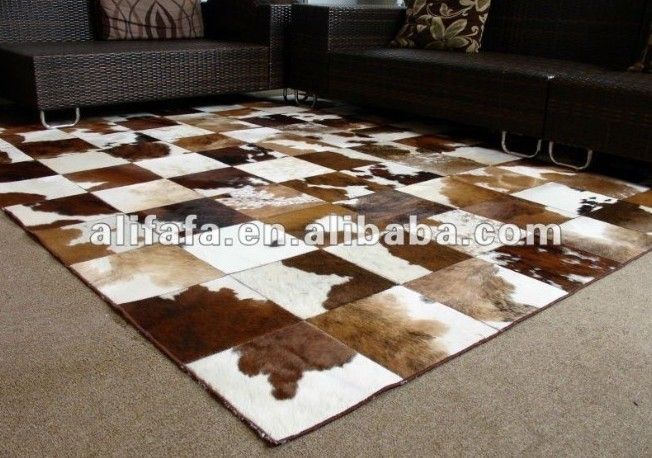 Patchwork cowhide rug