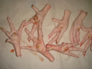 frozen chicken feet