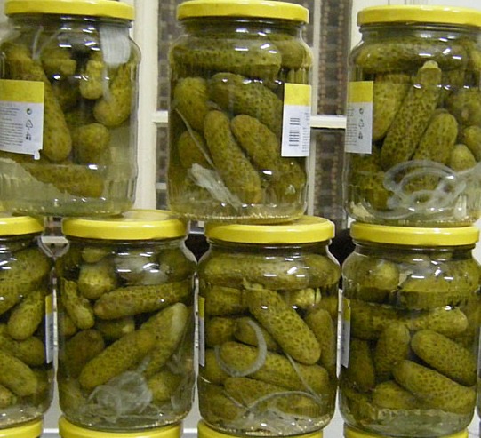 gherkins in jars