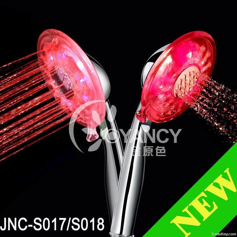 Temperature control color LED hand shower