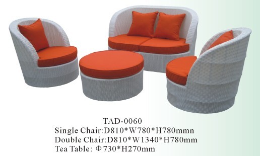 PE rattan chairs &amp; tea table-TAD-0060