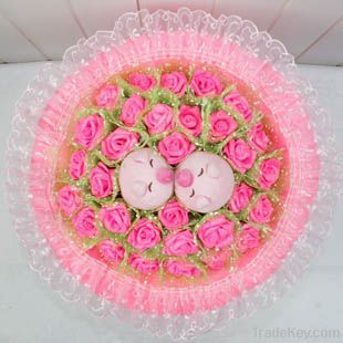 Sweet moment love piggies Plush Bouquet - Pink