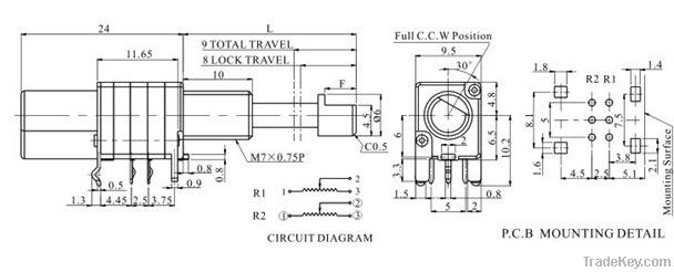 9mm metal shaft rotary potentiometer with 10K Resistance