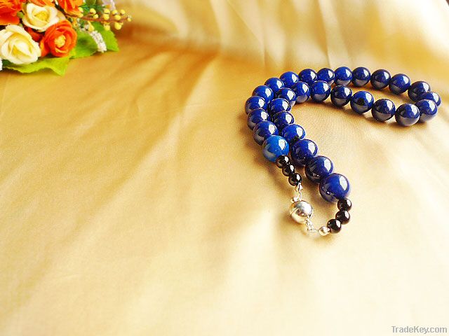 natural gemstone blue agate handmade necklace jewelry