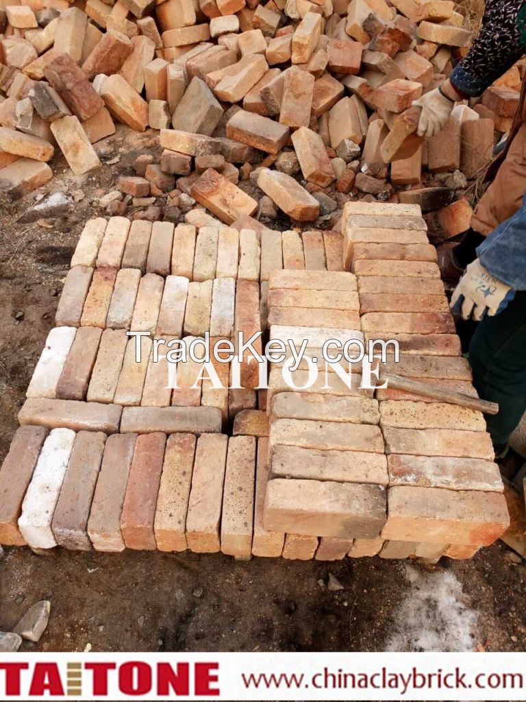 Yellow reclaimed refractory bricks