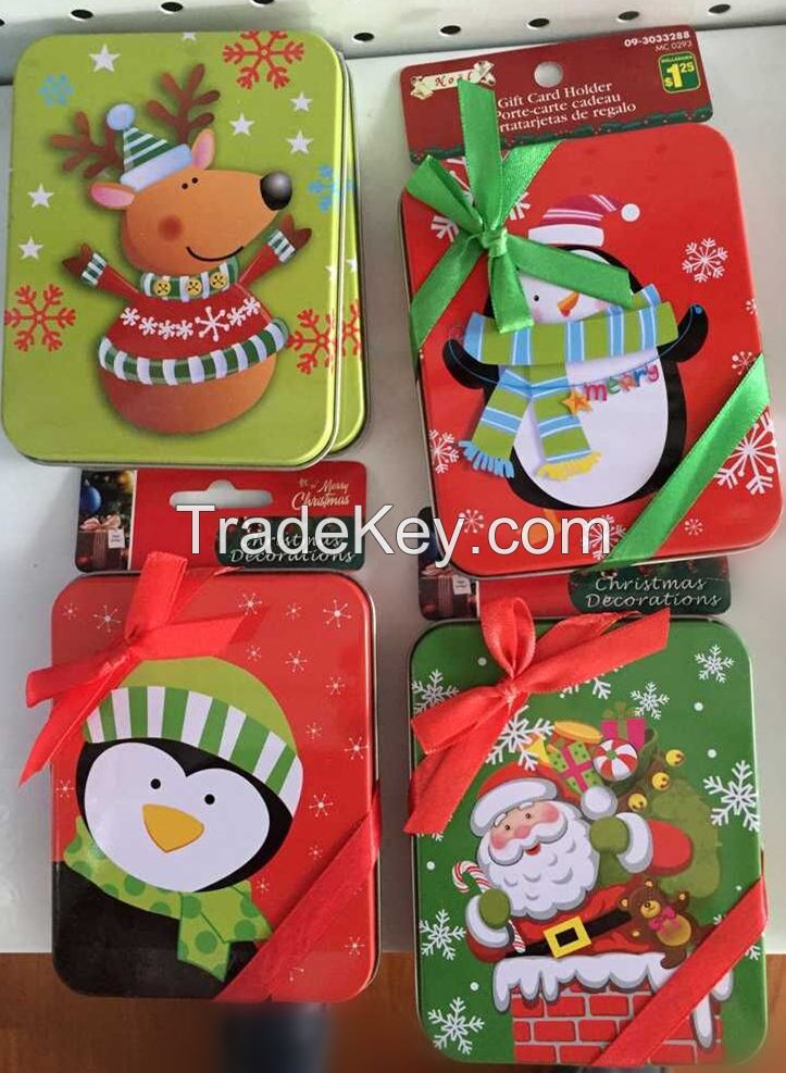 gift storage tin box, X&#039;Mas gift box, gift card holder