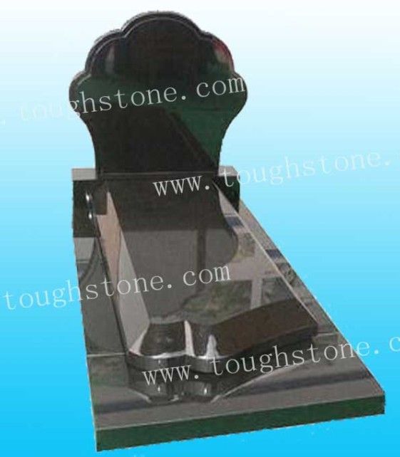 BLACK GRANITE TOMBSTONE AND MONUMENT