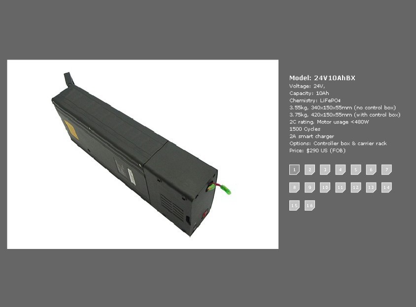 24V 10Ah lifepo4 ebike battery pack