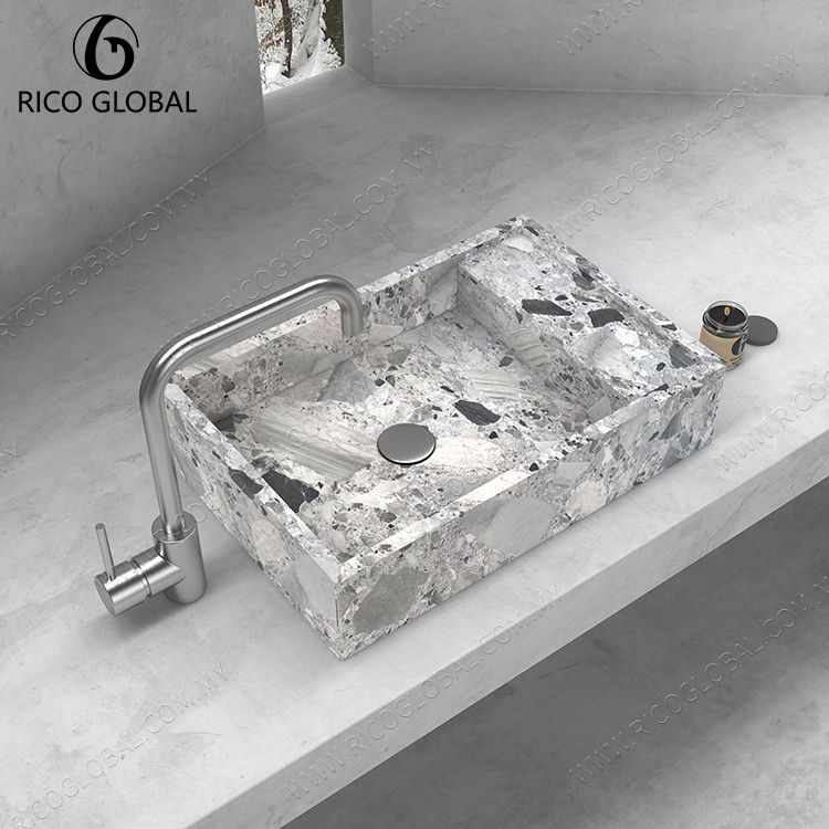 Modern Natural Stone Splicing Wall-Hung Basin for Bathroom Vanity