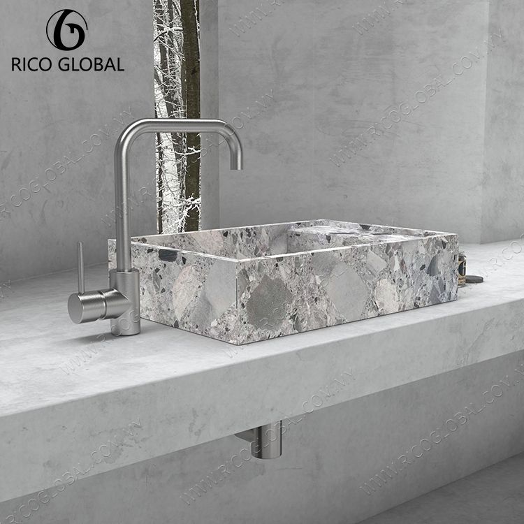 Modern Natural Stone Splicing Wall-Hung Basin for Bathroom Vanity