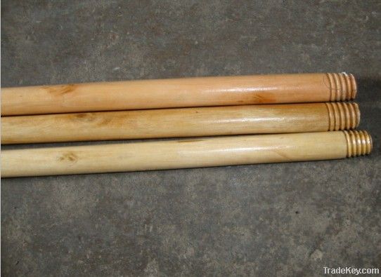 Varnished wooden broom handle