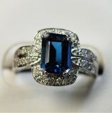 925 Silver Ring with Londopn Blue Topaz (Lmix-2008)
