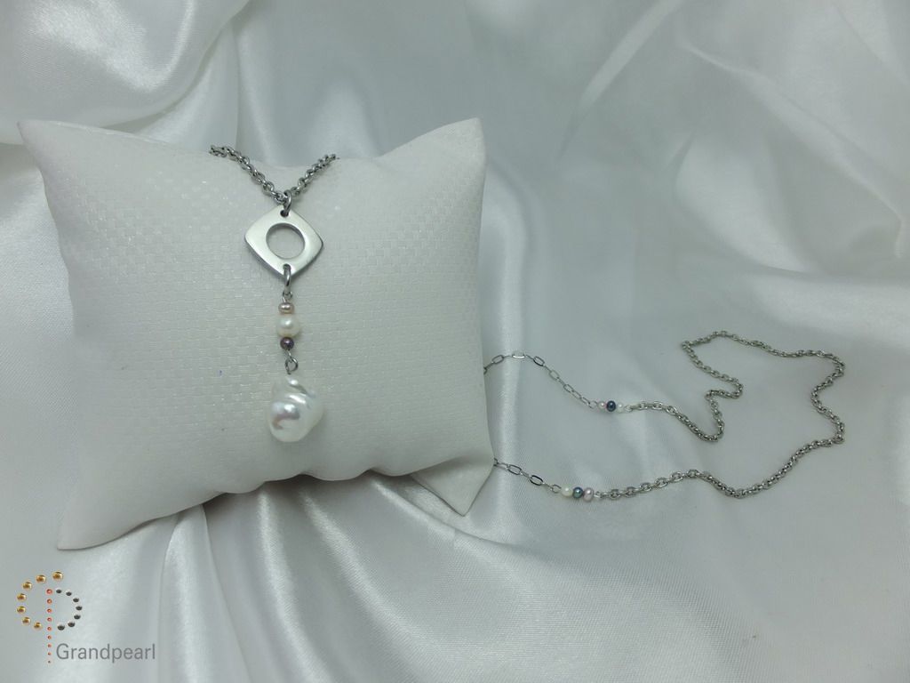 PNA-015 Pearl Necklace with Sterling Silver Chain