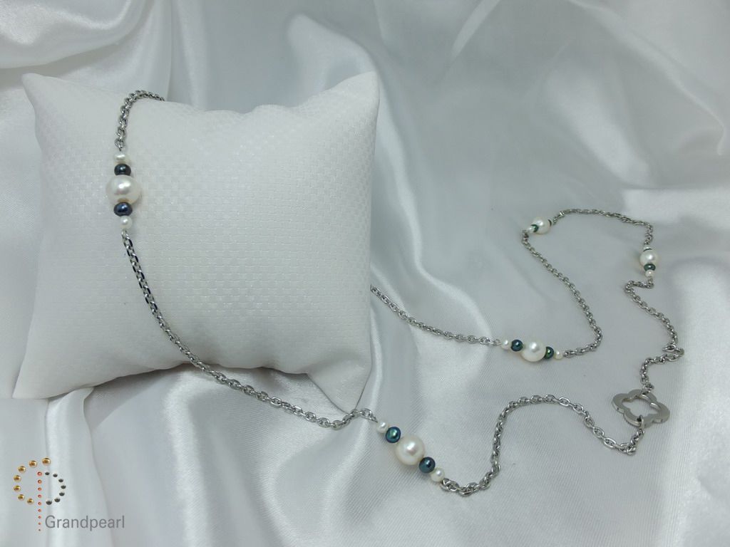 PNA-009 Pearl Necklace with Sterling Silver Chain