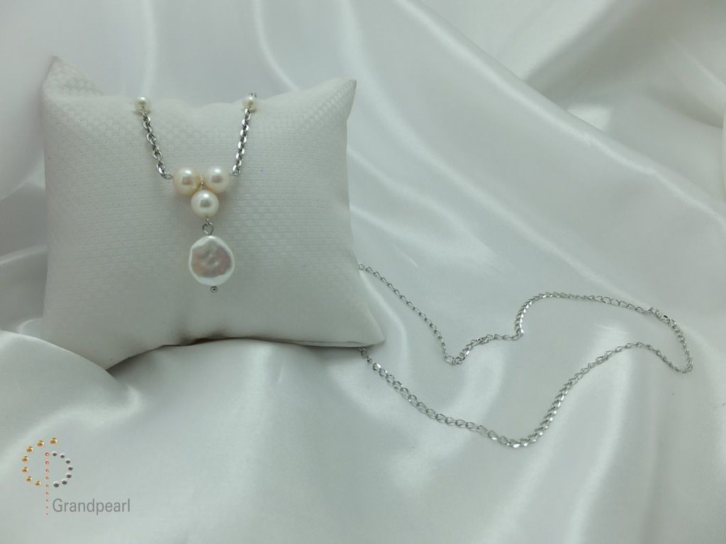 PNA-017 Pearl Necklace with Sterling Silver Chain