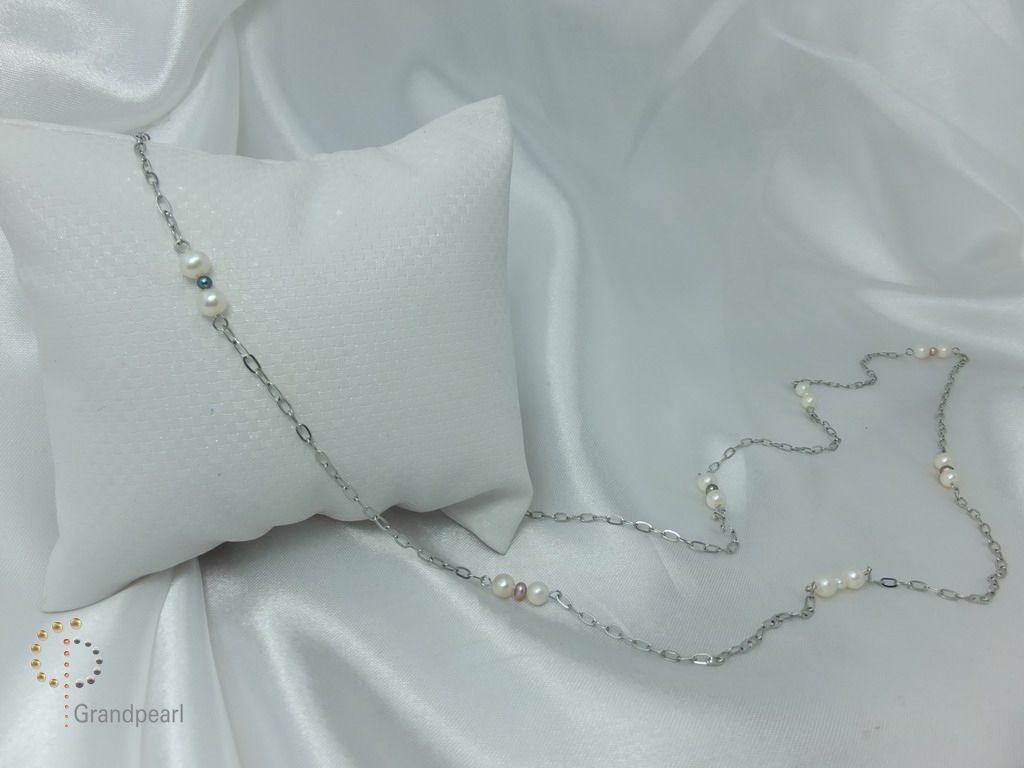 PNA-016 Pearl Necklace with Sterling Silver Chain