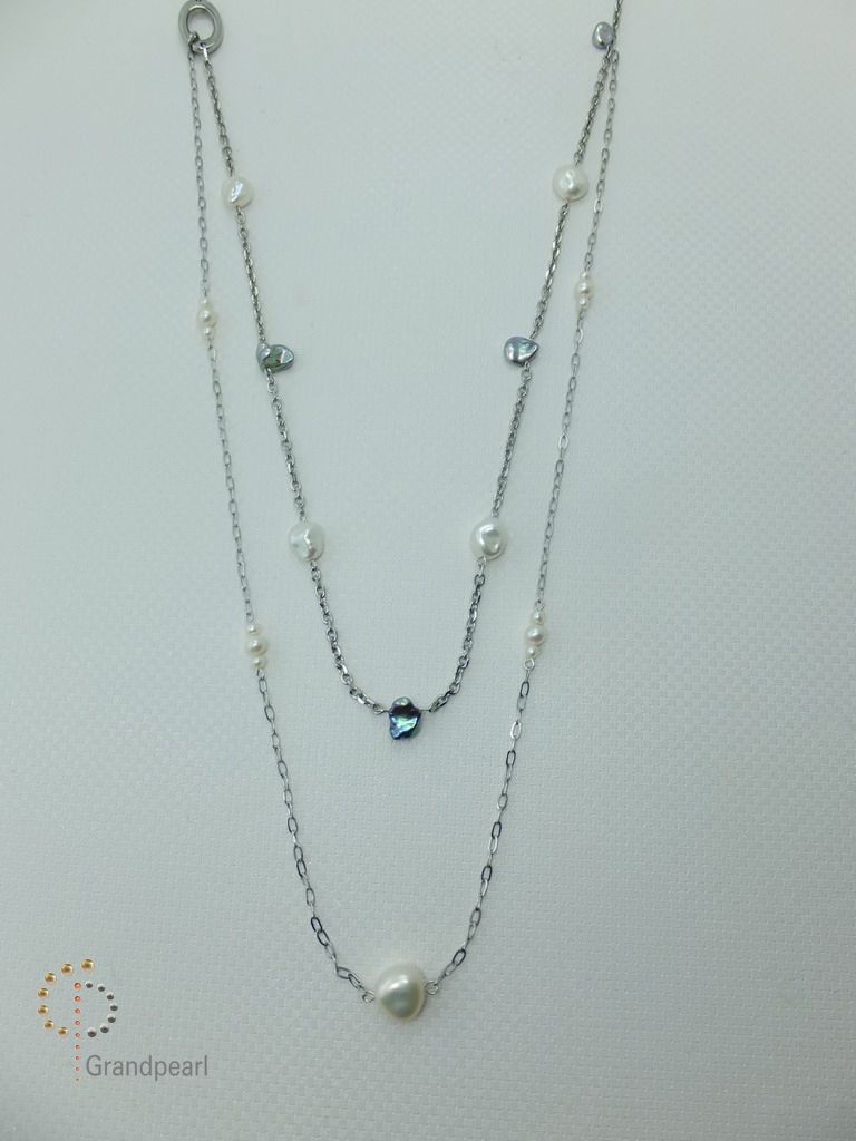 PNA-020 Pearl Necklace with Sterling Silver Chain