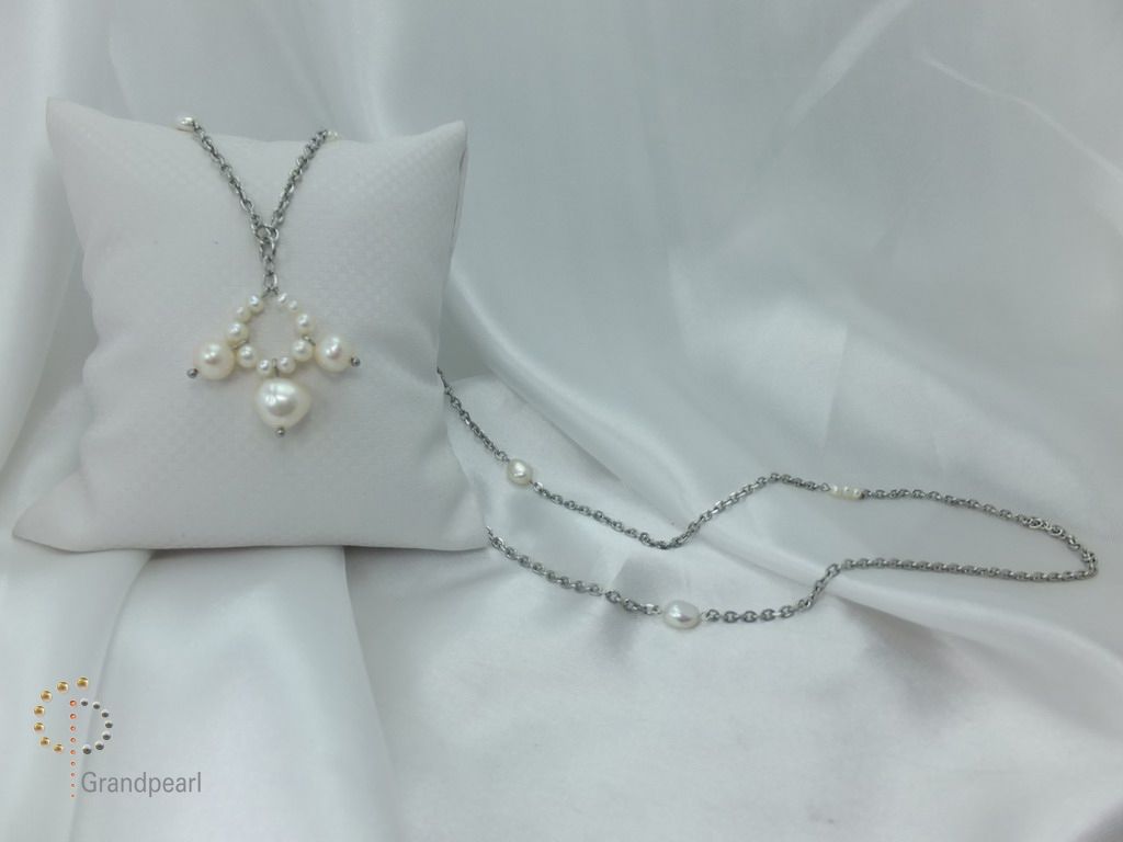 PNA-019 Pearl Necklace with Sterling Silver Chain